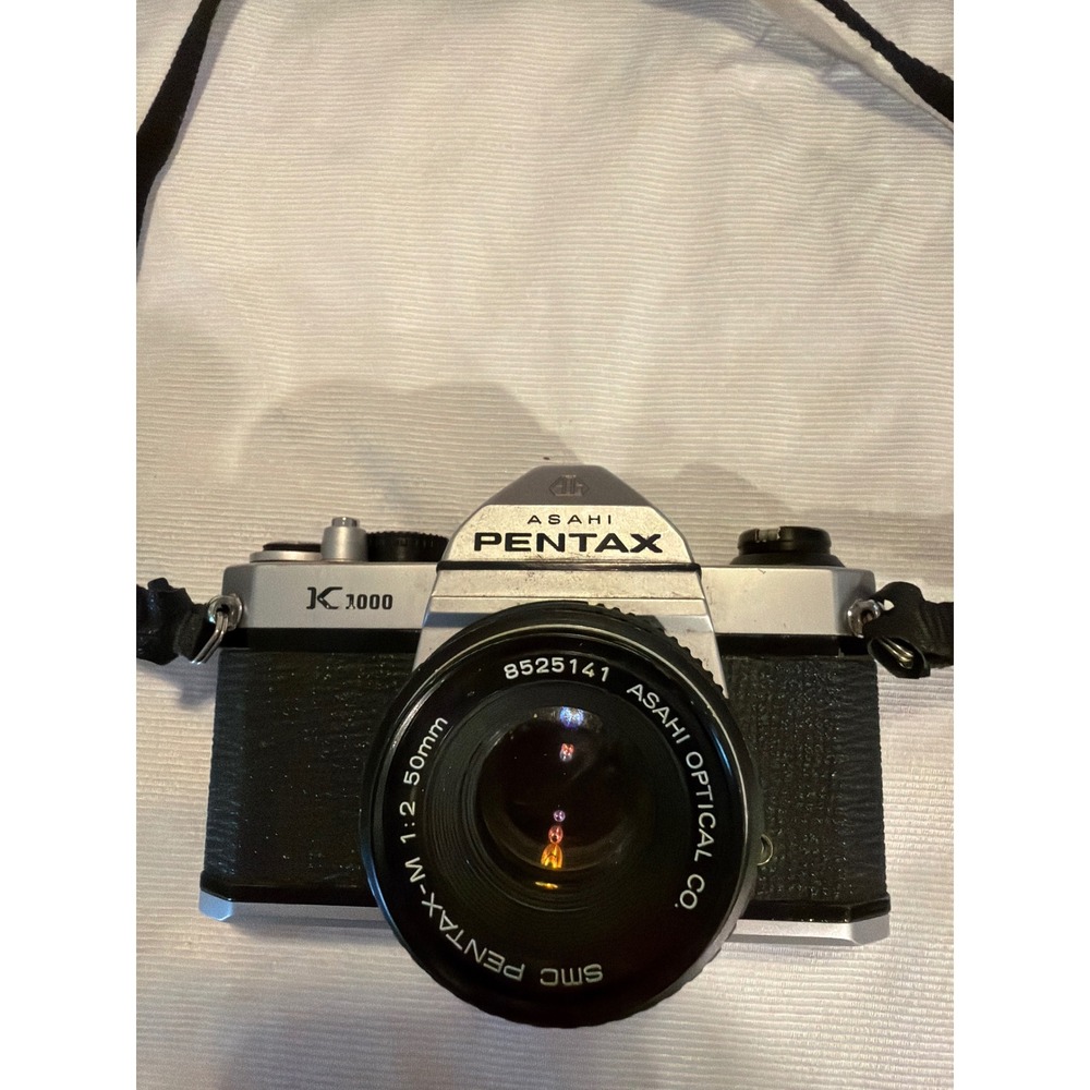 Asahi Pentax K1000 35mm‎ SLR Film Camera with SMC Pentax-M 50mm f/2 Lens Silver